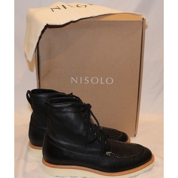 NISOLO MEN'S ALL WEATHER MATEO LEATHER BOOTS BLACK $260 NIB - Picture 9 of 9